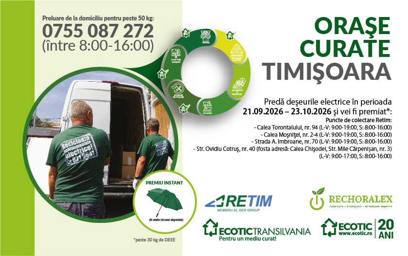 ORAȘE CURATE TIMIȘOARA, 21 septembrie – 23 octombrie 2026