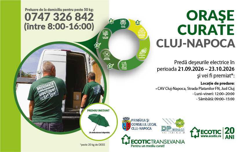 ORAȘE CURATE CLUJ-NAPOCA, 21 septembrie – 23 octombrie 2026
